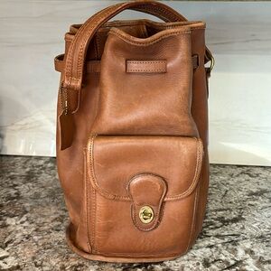 Vintage Coach Brown Leather Sling Top Handle Backpack